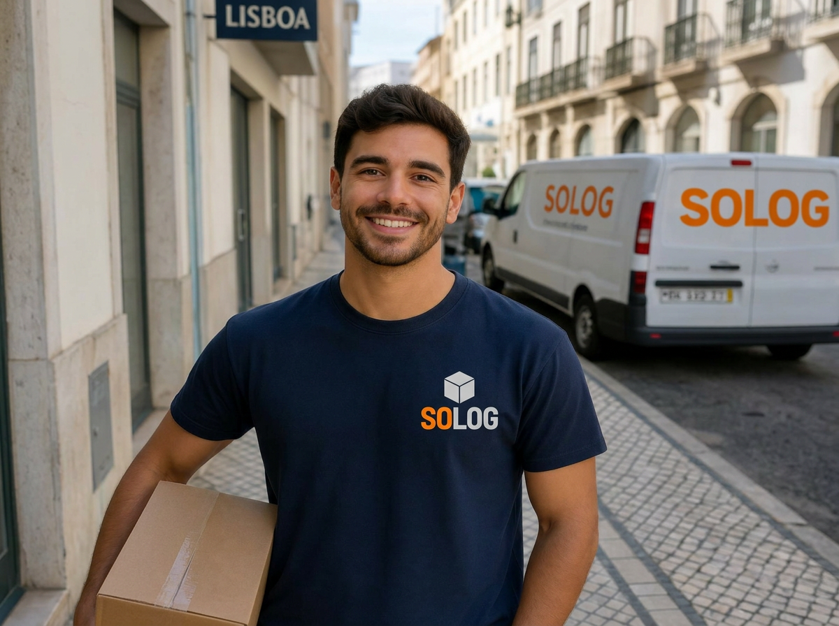Estafeta Solog a entregar uma encomenda